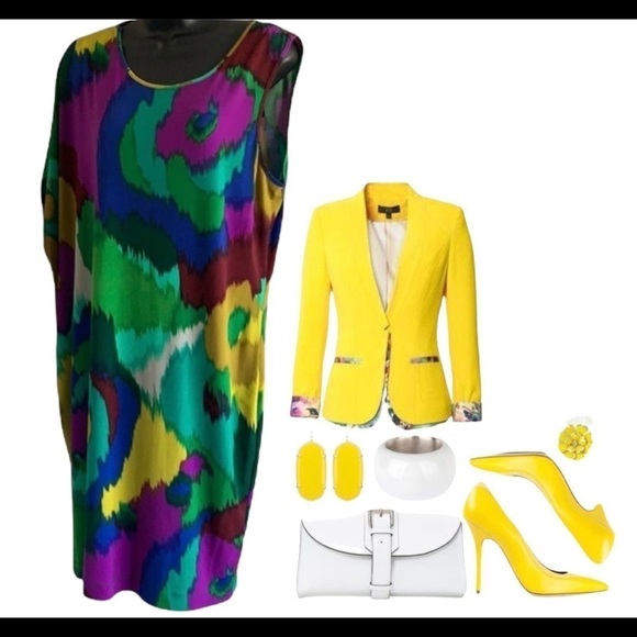 Calvin Klein Women’s Multicolour Midi Length Evening Dress Size L - Picture 9 of 11